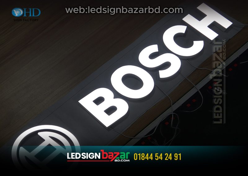 BOSCHO ACRYLIC WHITE COLOR LETTER SIGNAGE IN DHAKA BANGLADESH, PLASTICK ACRYLIC LIGHTING SIGNAGE BD, LED SIGNS BD, NEON SIGNS BD
