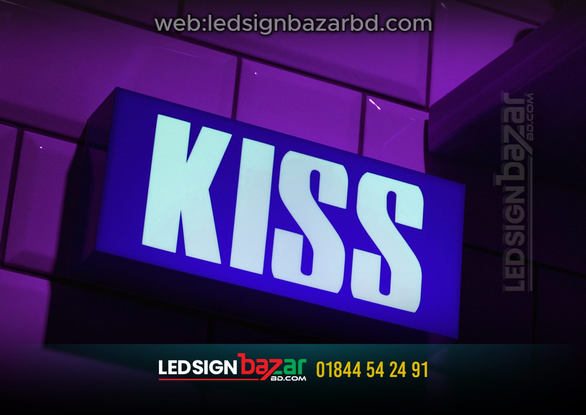 Kiss acrylic letter signage dhaka led sign bazar best led