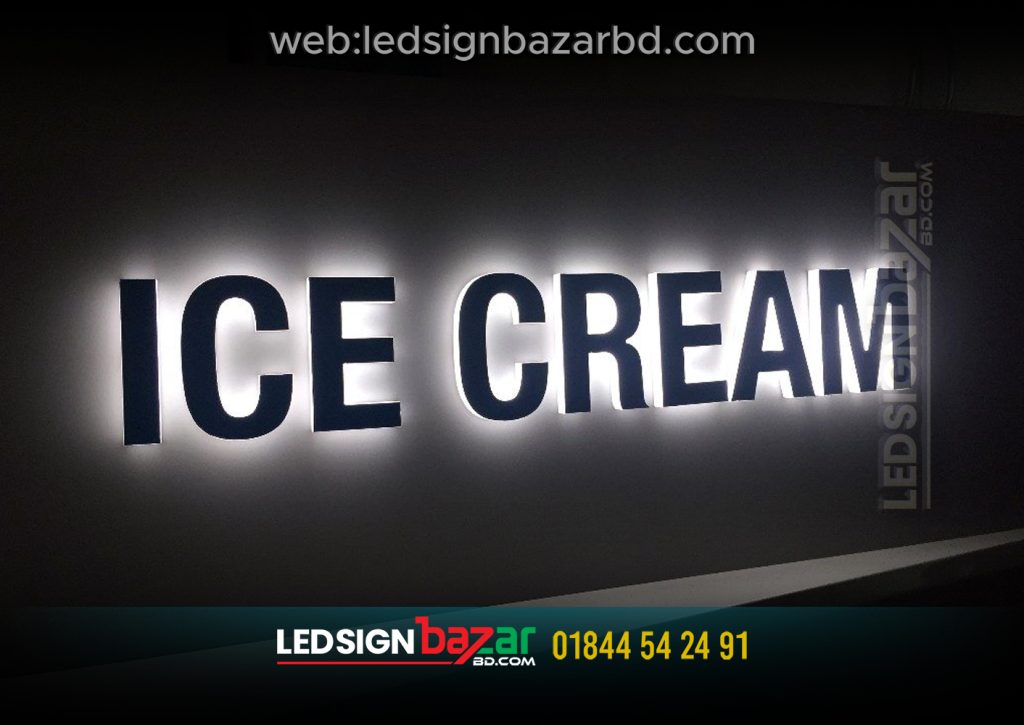 UV Printed and 3D Acrylic Letters Signs Dhaka BD. ICE CREAM SIGNS, BEST LETTER SIGNAGE AGENCY IN DHAKA BANGLADESH.